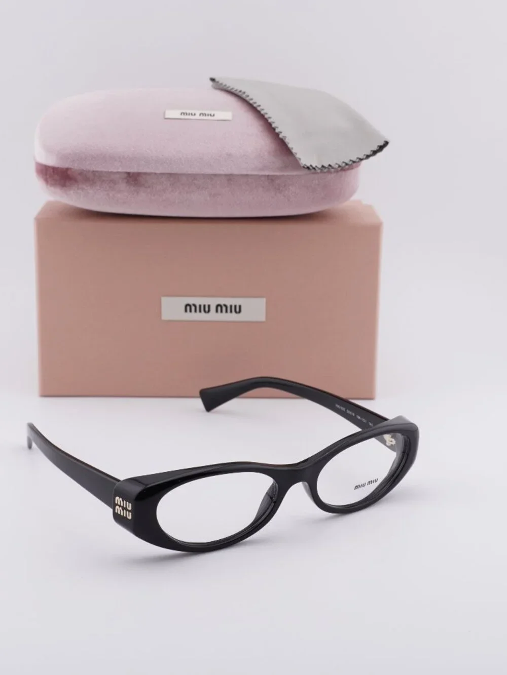Miu Miu MU 03ZV 16K1O1 Oval Eyeglasses – Black 55mm